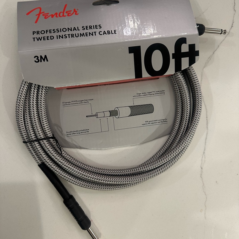 Fender Professional Series Tweed Instrument Cable - 10ft Guitar Cable NEW